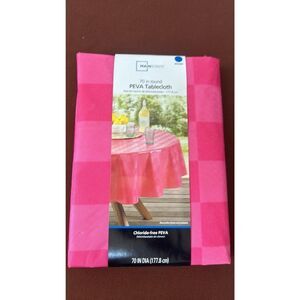 Mainstays Round  Peva Tablecloth 70 in Pink New Polyester  NEW
